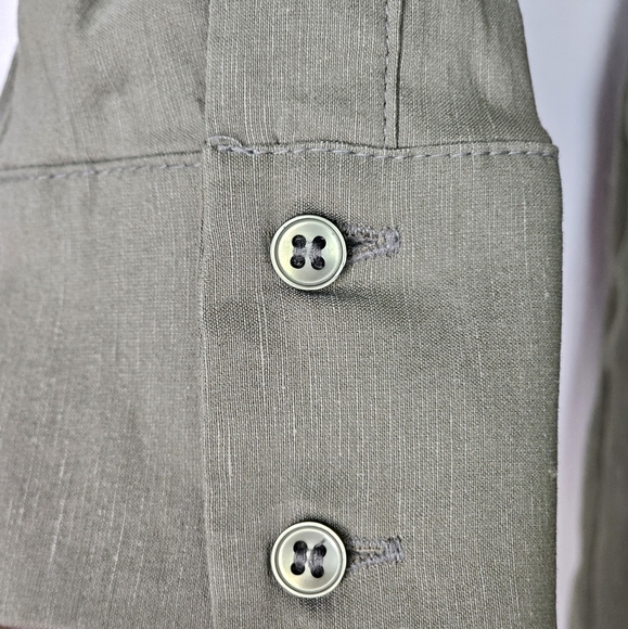 ZARA SEXY LINEN BLEND SHORT DRESS LONG SLEEVE OLIVE GREEN CUT OUT MINI XS - Picture 10 of 16